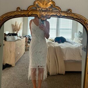 white fringe dress